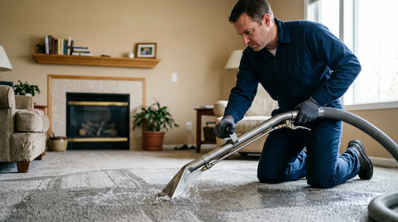 Water damage restoration technician working near Brownsboro, TX